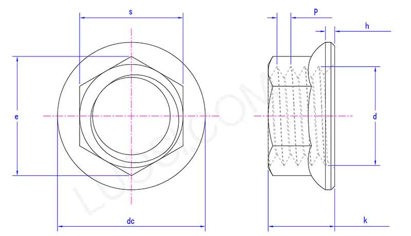 Hexagon Flange Nuts For Industrial Buildings parameter